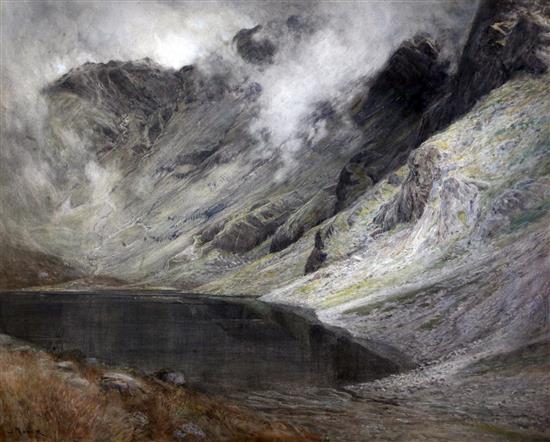 John Pedder R.A. (1850-1929) Misty mountain landscape with lake 60 x 75cm